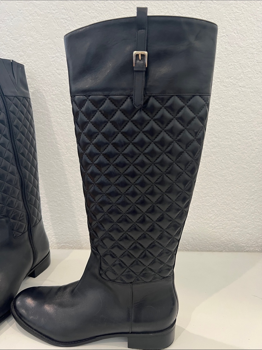 Talbots Black Quilted Knee-High Riding Boots - Picture 3 of 7